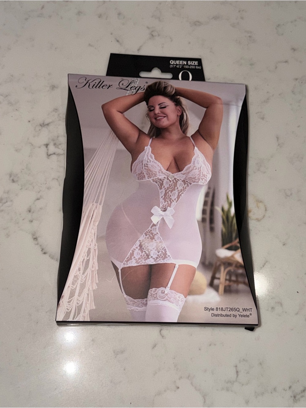 Killer Legs White Lace Chemise with Garter Detail